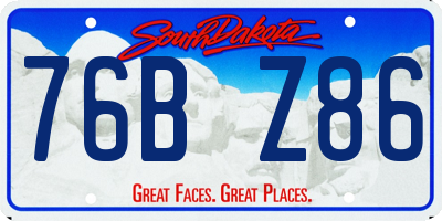 SD license plate 76BZ86