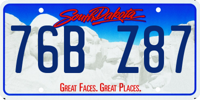 SD license plate 76BZ87