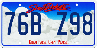 SD license plate 76BZ98