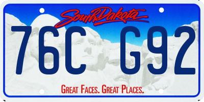 SD license plate 76CG92