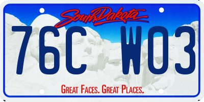 SD license plate 76CW03