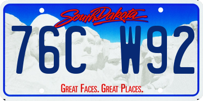 SD license plate 76CW92