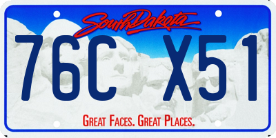 SD license plate 76CX51
