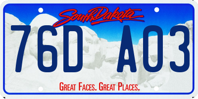SD license plate 76DA03