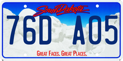 SD license plate 76DA05