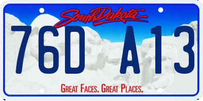 SD license plate 76DA13