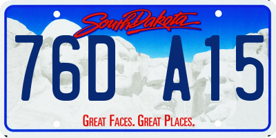 SD license plate 76DA15