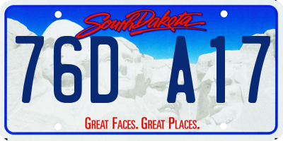SD license plate 76DA17