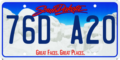 SD license plate 76DA20