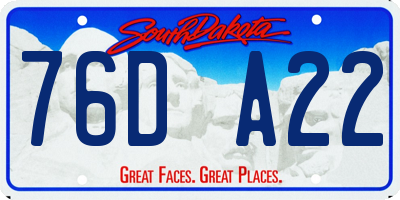 SD license plate 76DA22