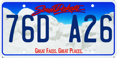 SD license plate 76DA26