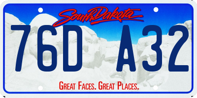 SD license plate 76DA32