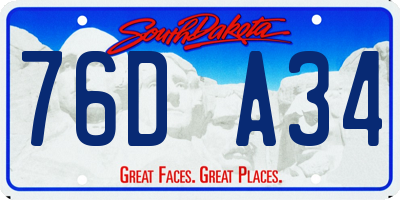 SD license plate 76DA34