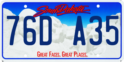 SD license plate 76DA35