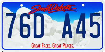 SD license plate 76DA45