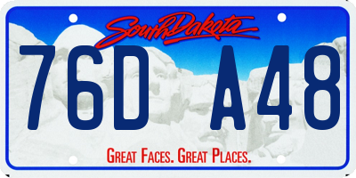 SD license plate 76DA48