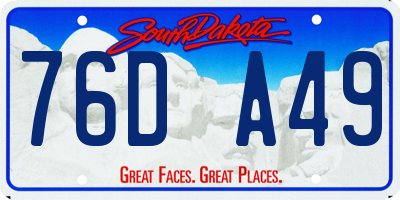 SD license plate 76DA49