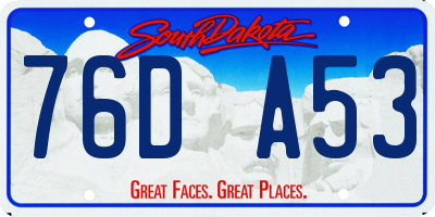 SD license plate 76DA53