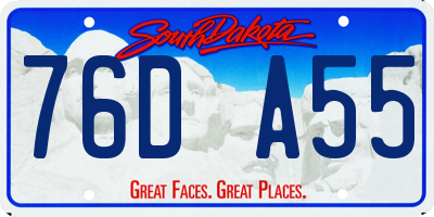 SD license plate 76DA55