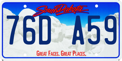 SD license plate 76DA59