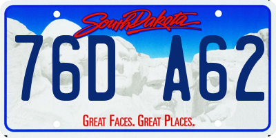 SD license plate 76DA62