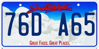 SD license plate 76DA65