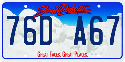 SD license plate 76DA67