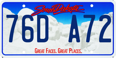 SD license plate 76DA72