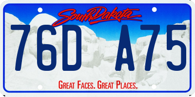 SD license plate 76DA75