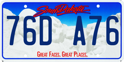 SD license plate 76DA76
