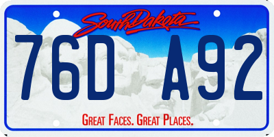SD license plate 76DA92