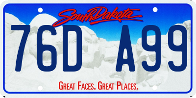 SD license plate 76DA99