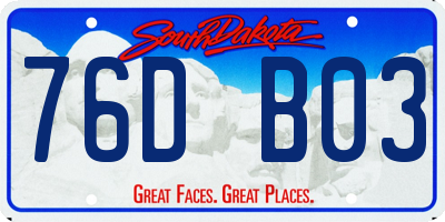 SD license plate 76DB03
