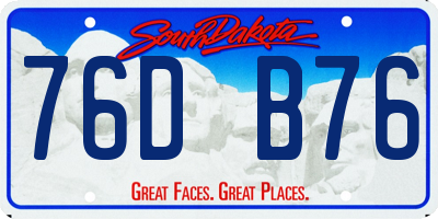 SD license plate 76DB76