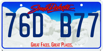 SD license plate 76DB77