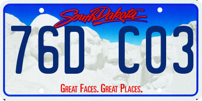 SD license plate 76DC03