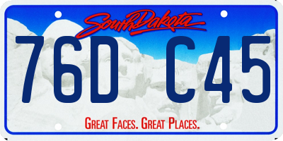 SD license plate 76DC45