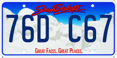 SD license plate 76DC67