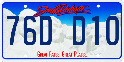 SD license plate 76DD10