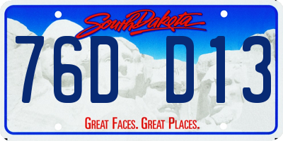 SD license plate 76DD13