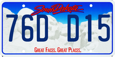 SD license plate 76DD15