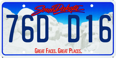 SD license plate 76DD16