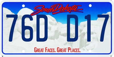 SD license plate 76DD17