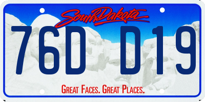 SD license plate 76DD19