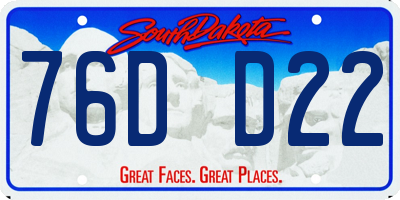 SD license plate 76DD22