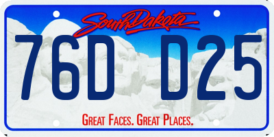SD license plate 76DD25