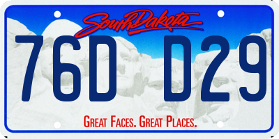 SD license plate 76DD29