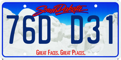 SD license plate 76DD31