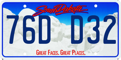 SD license plate 76DD32