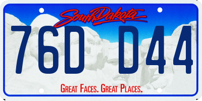 SD license plate 76DD44